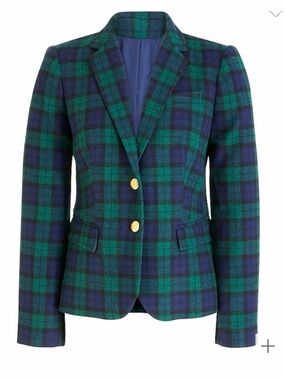 J CREW SCHOOLBOY GREEN TARTAN PLAID NOTCHED COLLAR BLAZER SUIT JACKET